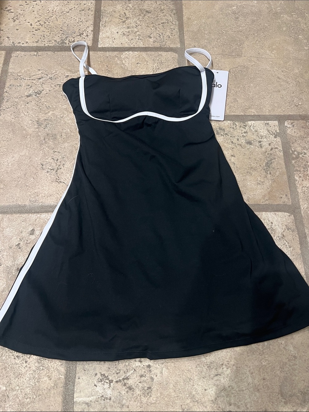 ALO Yoga Black and White Contrast Piped Mini Dress size small